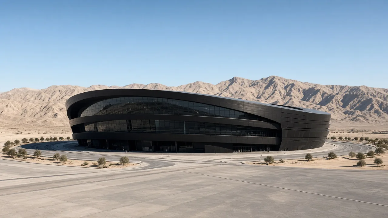 The black exterior of Allegiant Stadium in Las Vegas