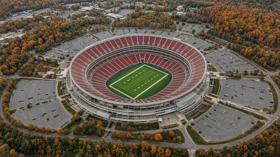An aerial view of Arrowhead Stadium in Kansas City