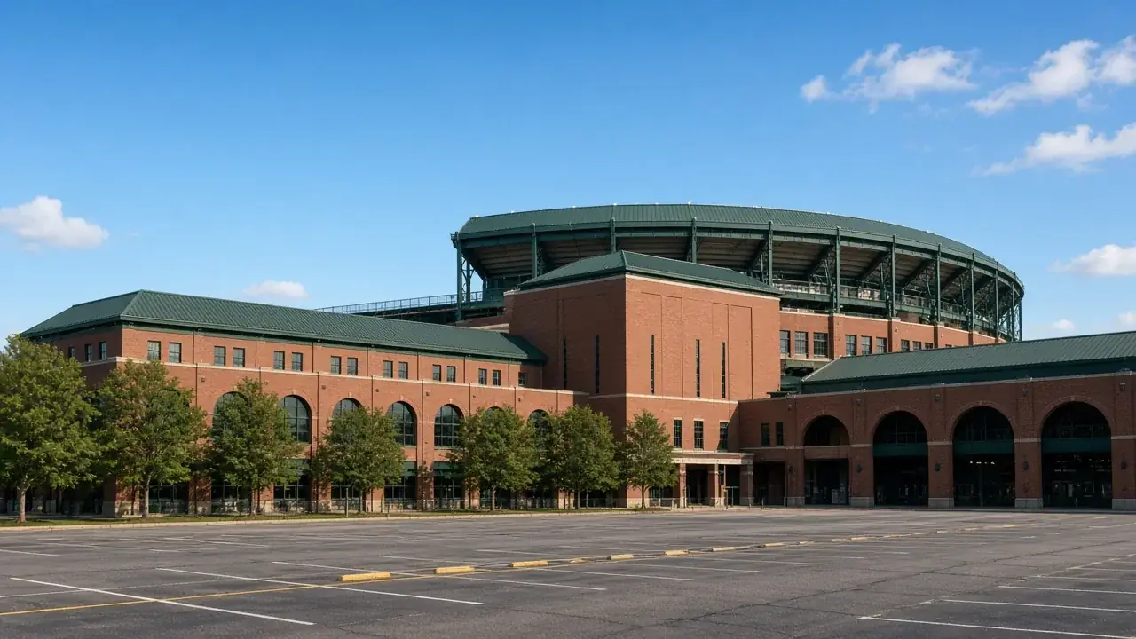 The facade of Lambeau Field, home of the Green Bay Packers