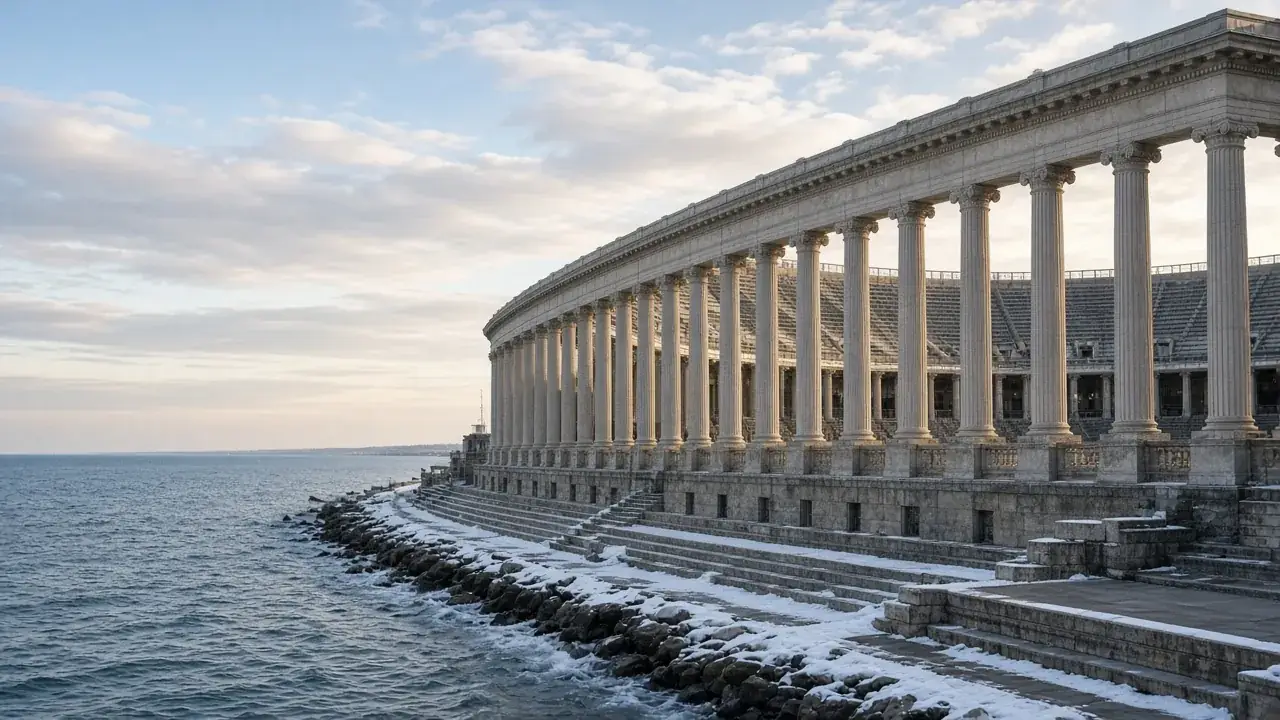 The columns and exterior of Soldier Field in Chicago